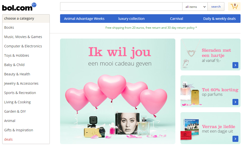 bol.com V-day promo banner